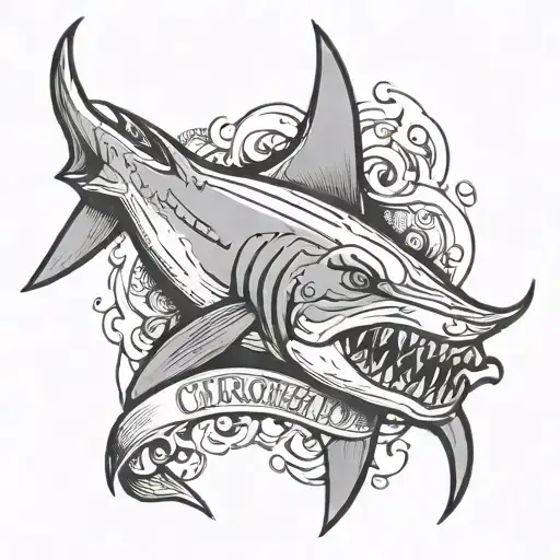 hammerhead shark, chiropractor, royal flush hand tattoo design idea