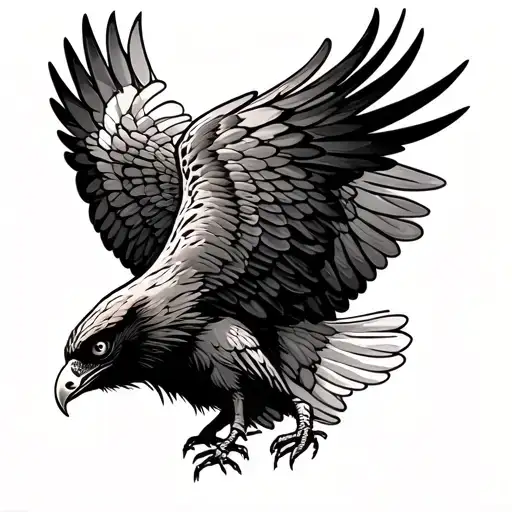 buzzard spread wings tattoo design idea