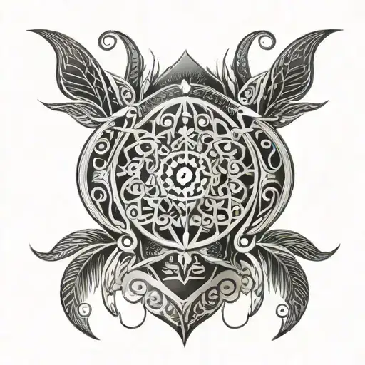 back piece dots and tribal patterns tattoo design idea