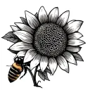 Bee And Honeycomb and sunflower tattoo design idea