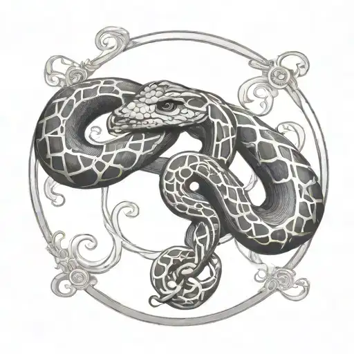 zodiac sign twins and snake tattoo design idea