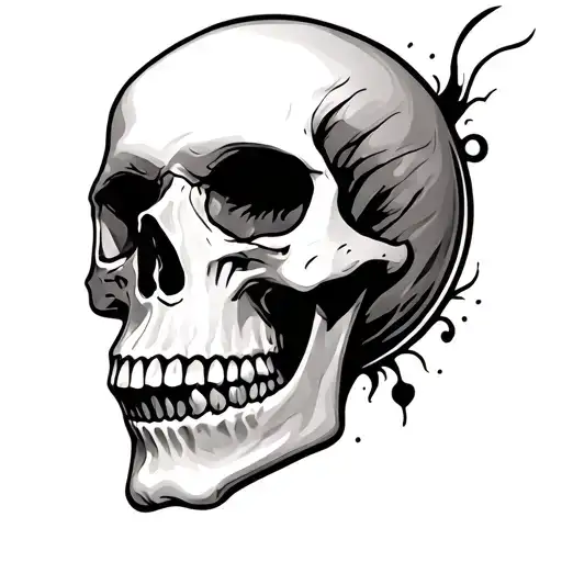 side profile of a skull surrounded tattoo design idea