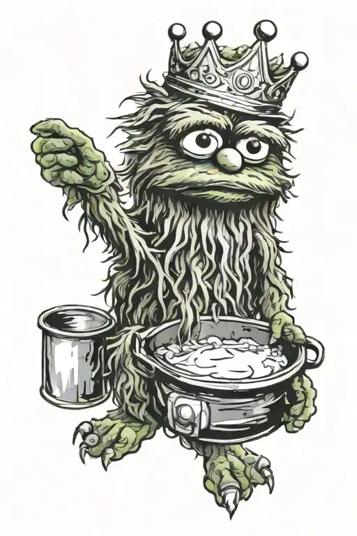 Oscar The Grouch  with crown tattoo design idea