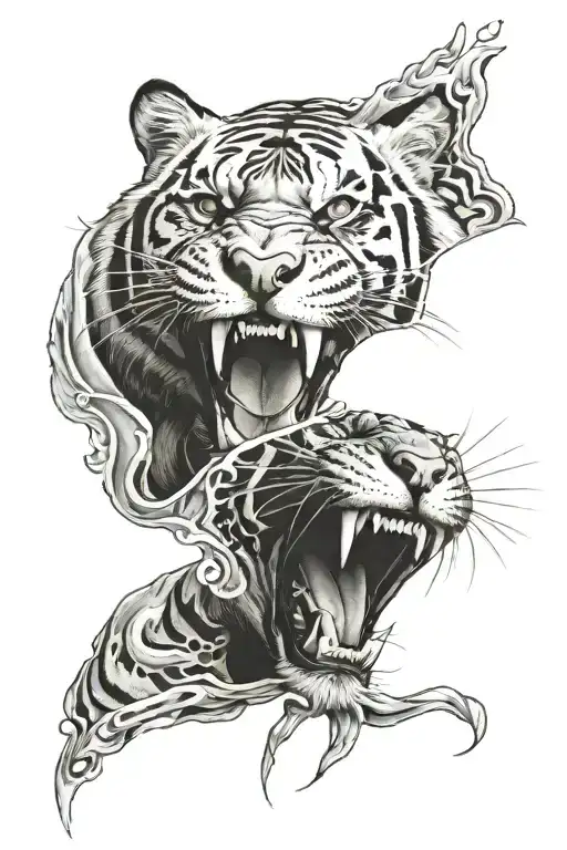 half Venom face and half tiger face tattoo design idea