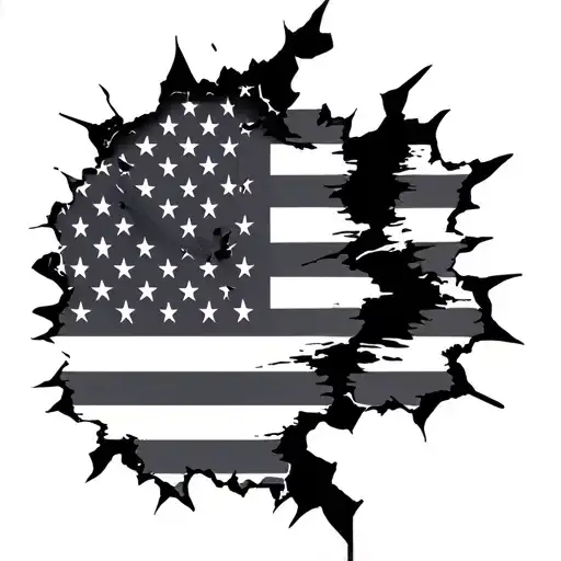 American Flag Ripping Through Skin tattoo design idea
