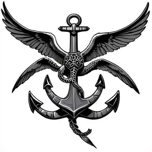 naval Anchors, Shellback Turtle, Swallows sleeve tattoo design idea