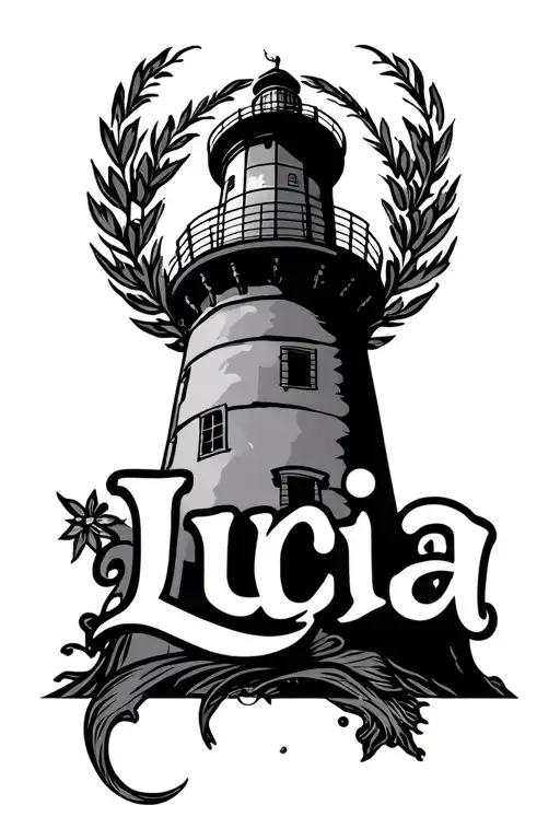"Lucia" lighthouse shining tattoo design idea