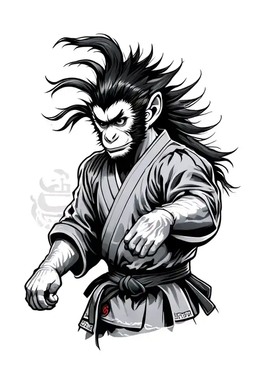 Sun Wukong of Karate Uniform Body tattoo design idea