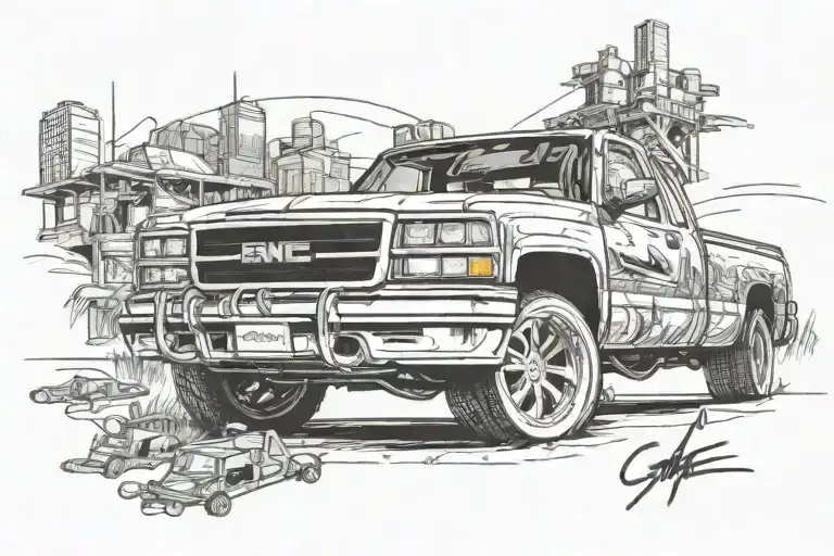 HEAT MOVIE 1995 GMC sierra with American tattoo design idea