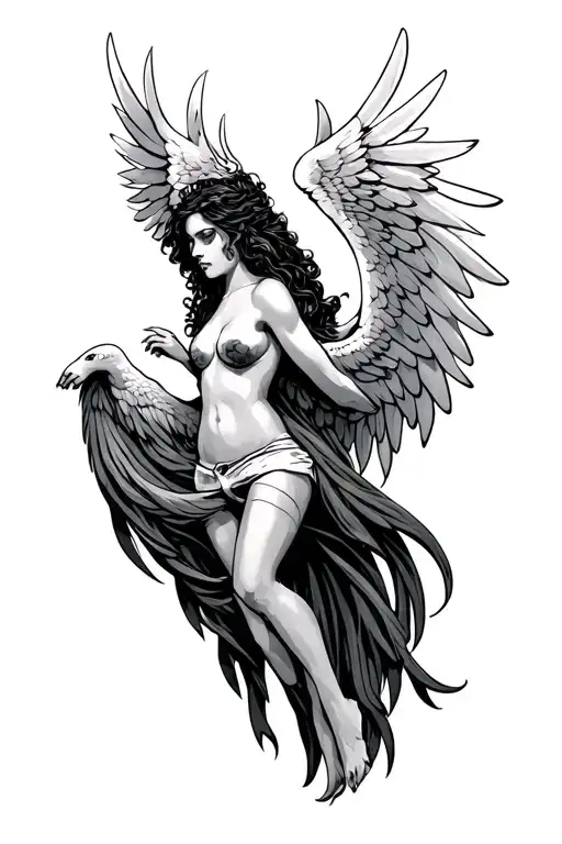 bad angel tattoo design idea