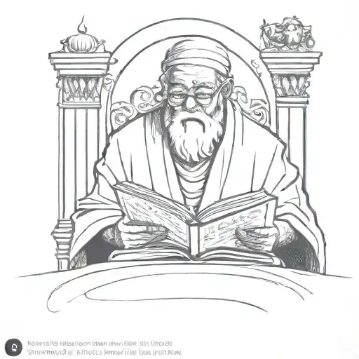 a wise man reading by candlelight using the attached style tattoo design idea