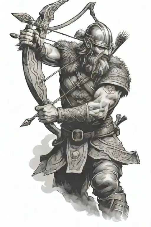 Viking archer shooting an arrow tattoo design idea