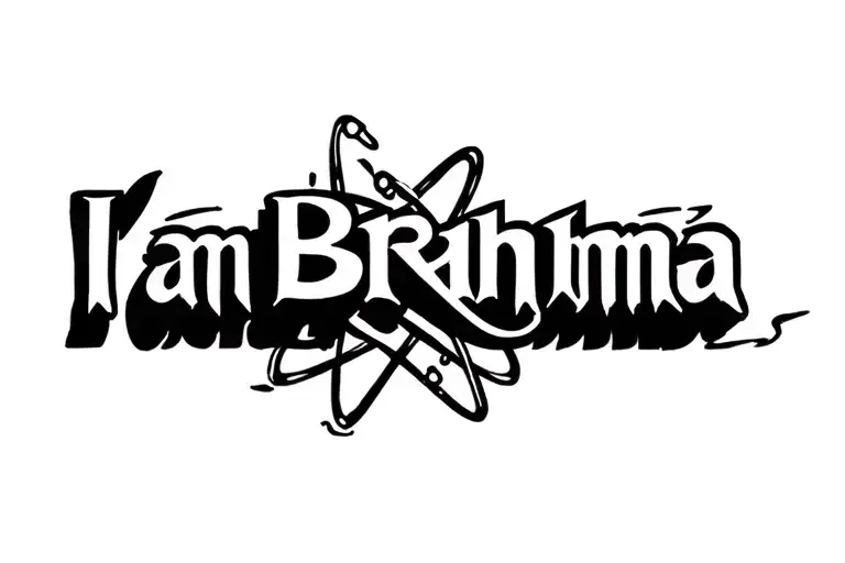 "I am Brahma and you are the essence" atom symbol tattoo design idea