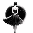 woman standing, arms slightly back behind her very delicately and elegantly, on her toes bending gently and very slightl tattoo design idea