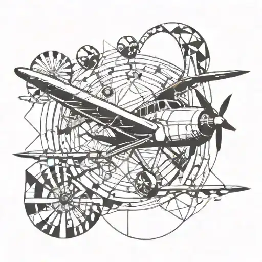 propeller airplane flying over a world tattoo design idea