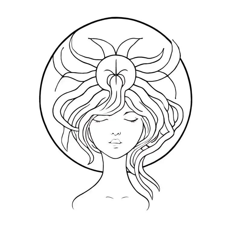 persephone Medusa and Memphis tattoo design idea