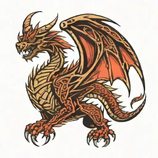 celtic dragon flying tattoo design idea