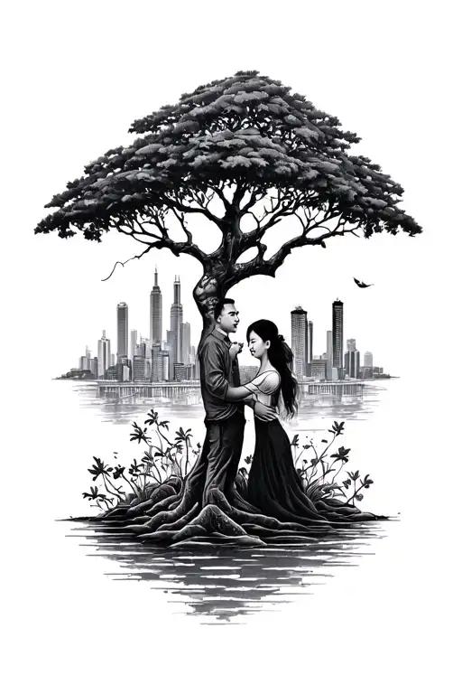 vietnam roots, dead father daughter, ho chi minh skyline tattoo design idea