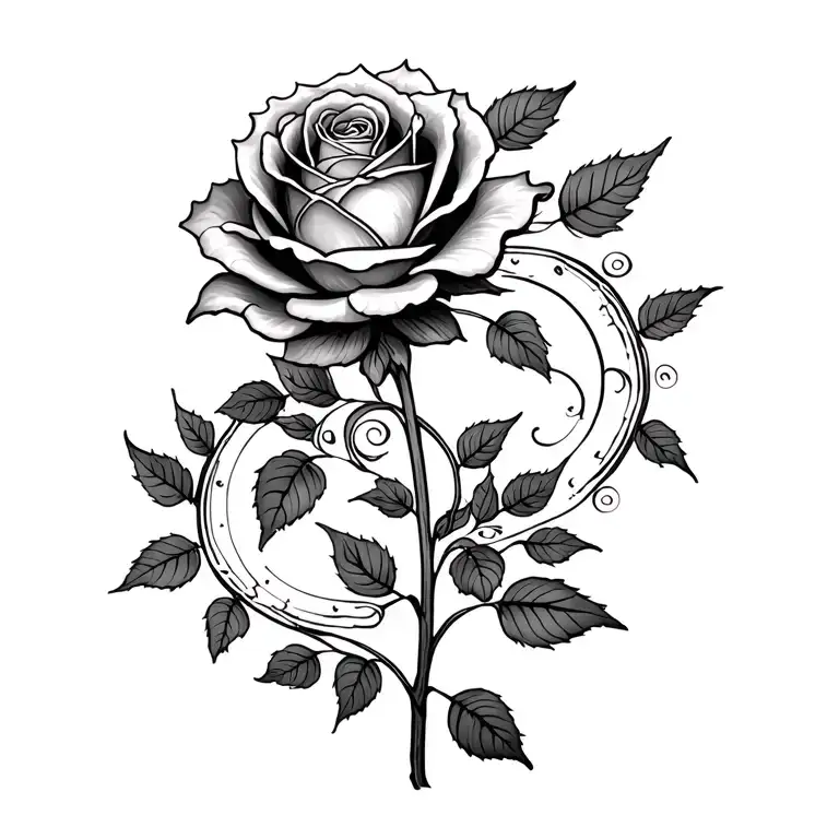 vines, half opened rose, Virgo zodiac sign subtle tattoo design idea