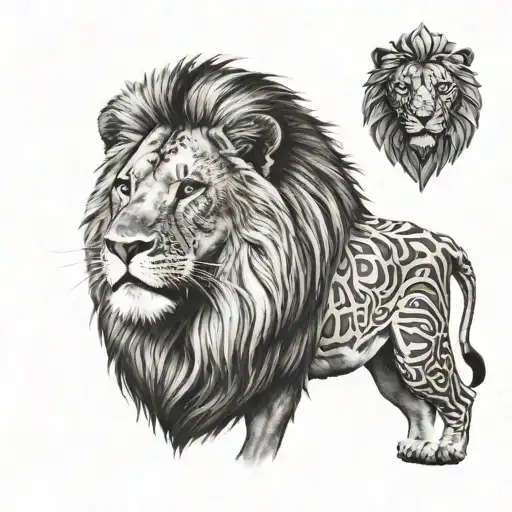 Lion in background with phil 4:13 in foreground tattoo design idea