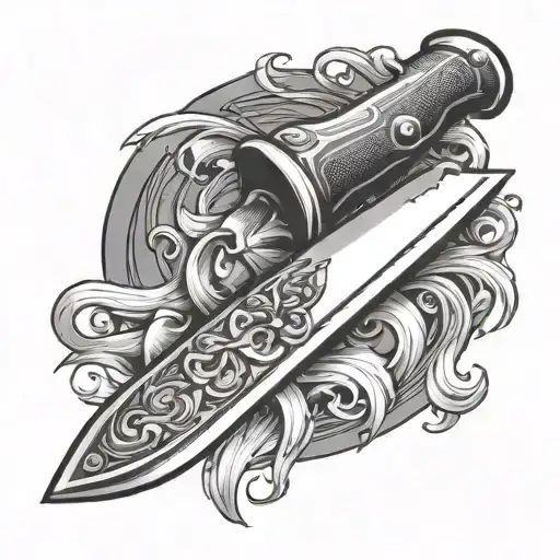 butcher knife tattoo design idea