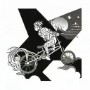 Boy, zodiac is Aquarius, love mountains, Anime, EDM music, riding bike, sunset at beach, loved by friends & family  tattoo design idea