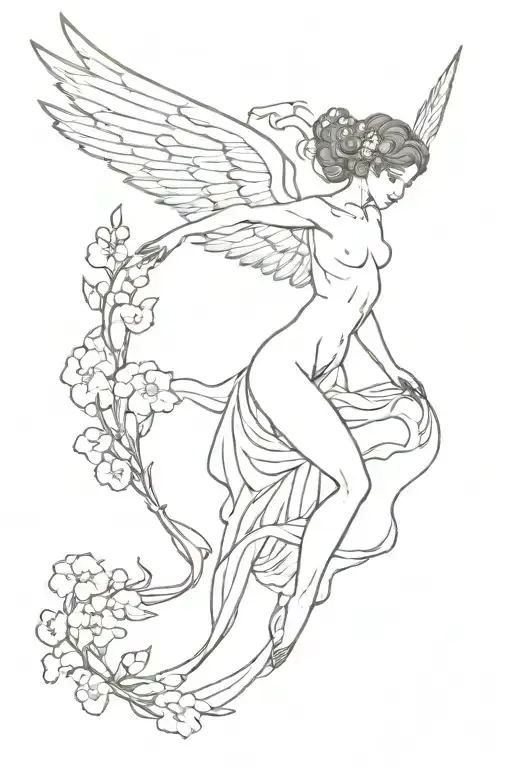 greek god nemesisStyxchainbroken wings myosotis scorpioides tattoo design idea
