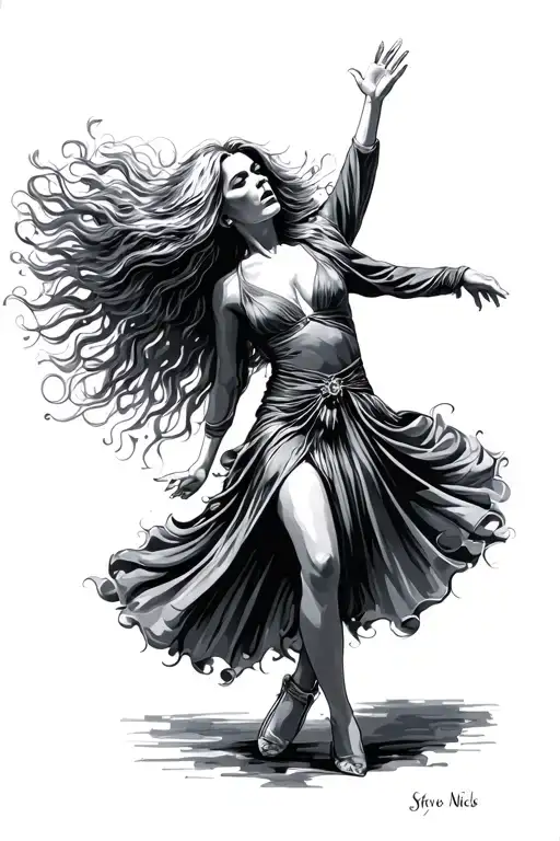 Stevie Nicks dancing gracefully tattoo design idea