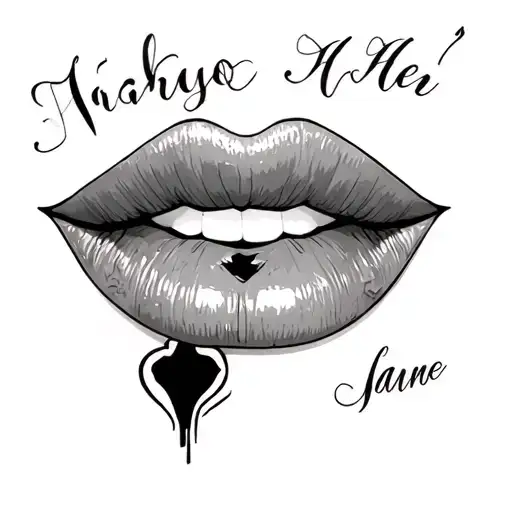 a kiss mark on the neck with a her name incorporated tattoo design idea