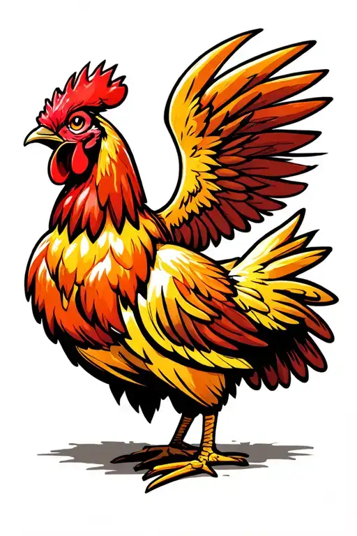 chicken with cut throat reserected like a phoenix rising from the ashes tattoo design idea