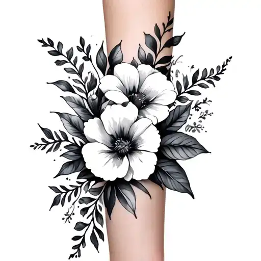 floral Wrap Around Ankle tattoo design idea