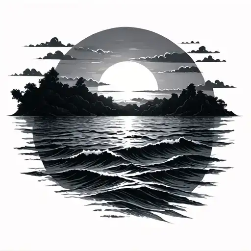 Ocean Sunset tattoo design idea