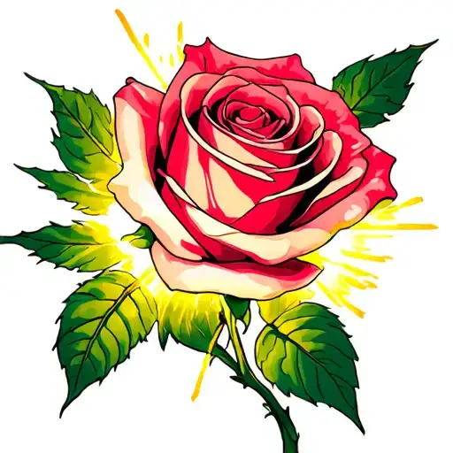 closed rose with light shining through its branches tattoo design idea