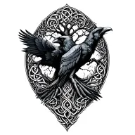 Celtic ravens with tree of life tattoo design idea