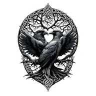 Celtic ravens with tree of life tattoo design idea
