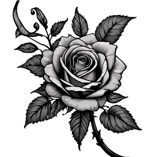 "Lucia" rose intertwined tattoo design idea