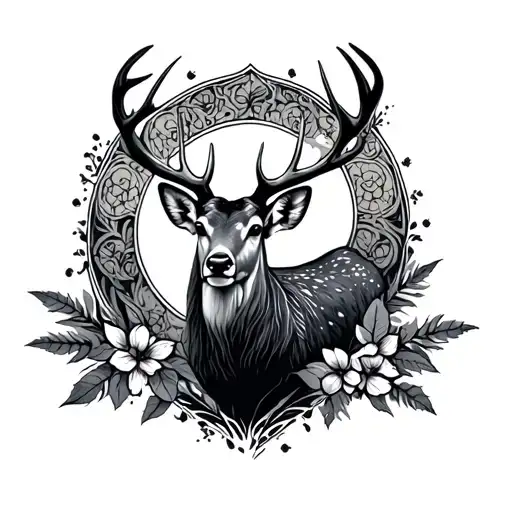 deer graphic design tattoo design idea