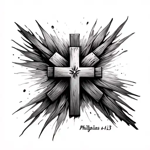 cross, Philippians 4:13 tattoo design idea