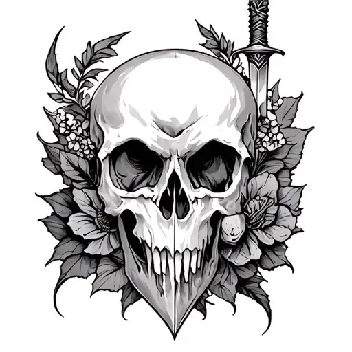 dagger through heart tattoo design idea