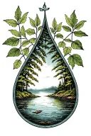 tear drop nature scene tattoo design idea