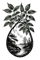 tear drop nature scene tattoo design idea