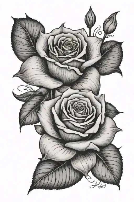 rose and water lillie flower tattoo design idea