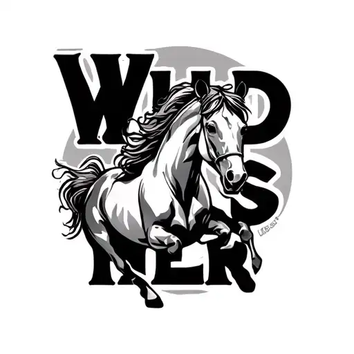 "Wild has her" horse running freely embodying tattoo design idea