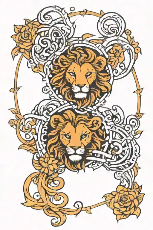 Leo and Gemini brother and sister tattoo design idea