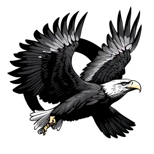American trad eagle soaring tattoo design idea