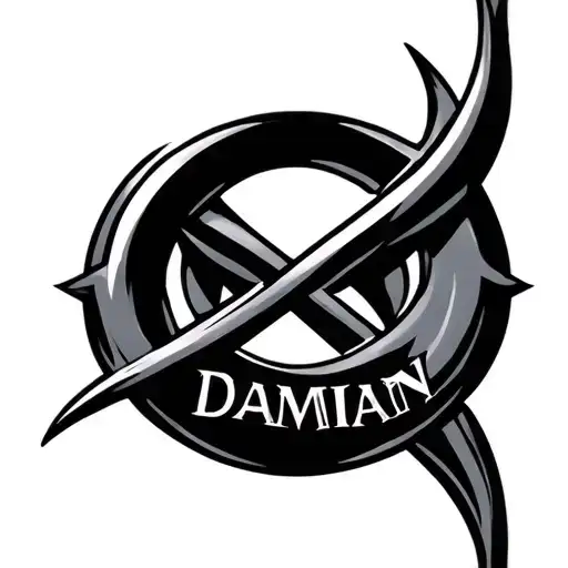 Infinity logo with the name Damian tattoo design idea