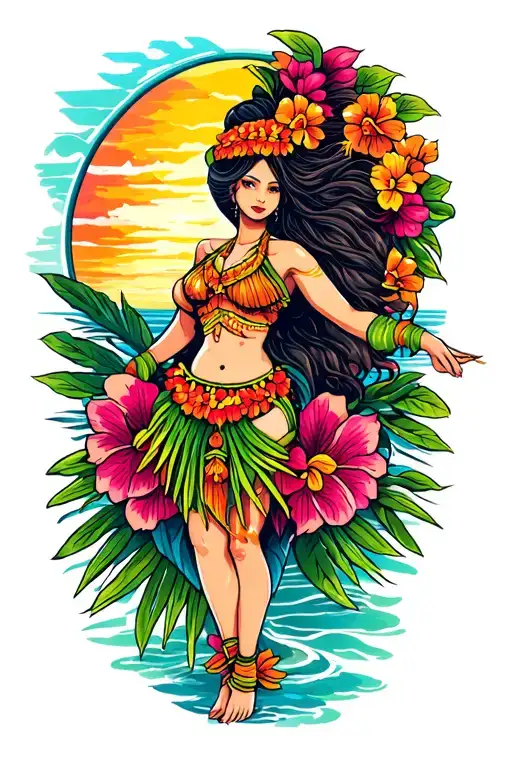 hula girl tattoo design idea