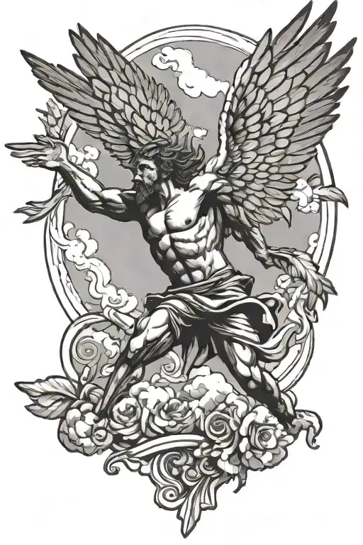 icarus falling from the sky tattoo design idea