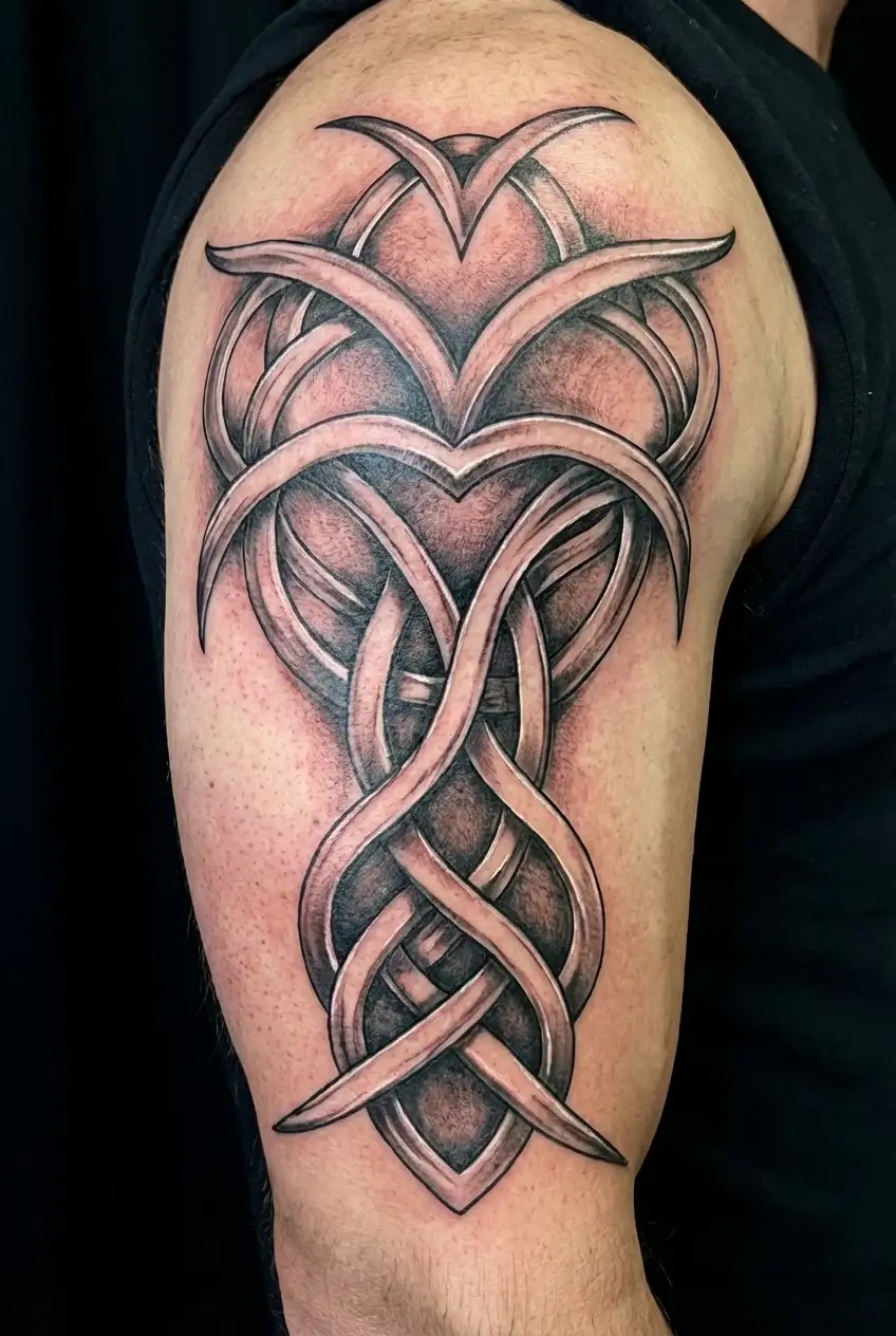 celtic heart knot intertwined tattoo design idea