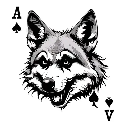 Coyote in the Joker Card tattoo design idea
